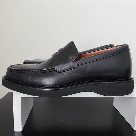 Aquatalia Kurt Black Leather Platform Penny Loafers 8 Italy Nordstrom - Picture 7 of 11